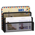 Marbrasse Mail Organizer for Desk, 3-Slot Mesh Metal Mail Holder countertop, Letter Holder, Office Desktop Envelope and Document Storage Rack (Black) - color: Black