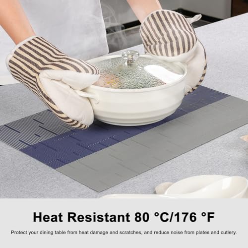 Placemats Set of 4, Vinyl Woven Heat-Resistant Place Mats - color: Blue Gray, size: Set of 4