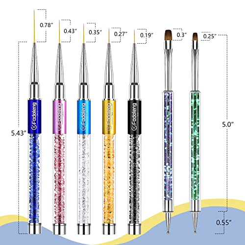 Nail Art Brushes, 7 Pcs Nail Design Brushes - color: Colorful