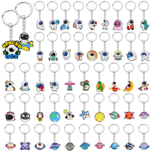 Cute Keychains Bulk, Keychain Charms Key Chain Trinkets Backpack Charms Accessories Keyring for Classroom Prizes - color: Astronaut-50pcs