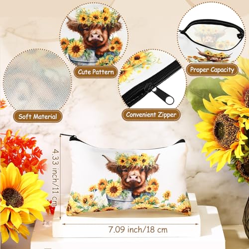 Eaasty 20 Pieces Highland Cow Gift Set Sticky Notes with Pens, Pencil Bags Makeup Bags Animal Lover Gift, 3 x 4 Inches Cute Note Pads, Funny 1.0 mm Ballpoint Pens, Office Supplies for Women - style: Highland Cow