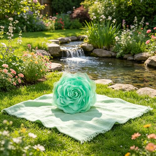 JWH Summer Flower Throw Pillow Covers with Insert, 12 Inch, Mint Green - color: Mint Green, size: 12" x 12" (Pack of 1)