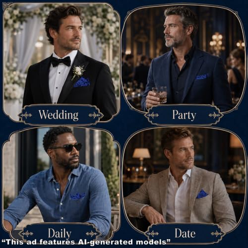 Handkerchiefs for Men with Holder Vantige Pocket Squares for Men - color: Royal Blue