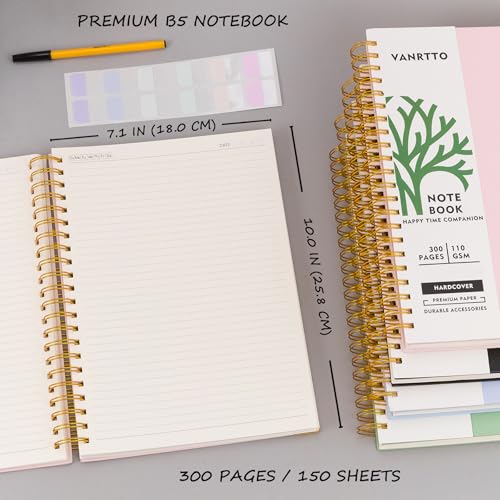 VANRTTO B5 Hardcover Spiral Notebook College Ruled Notebooks for Work Pink - color: B5 PINK, size: 7.1 x 10 IN B5