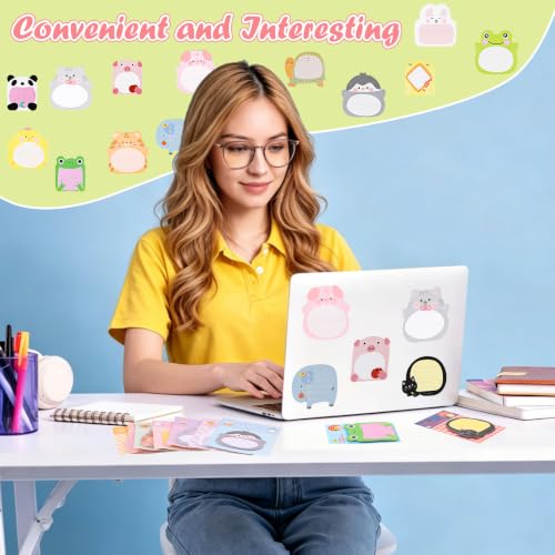 DIYASY 48 Pads Cute Animal Sticky Notes, Self Adhesive Cartoon Sticky Notes - color: Pink