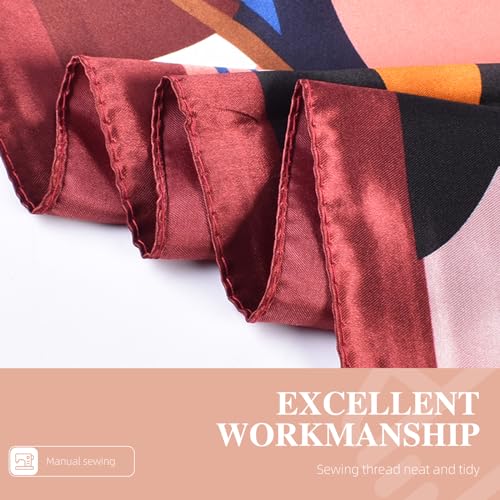 35 Inches Silk Head Scarf-Satin Hair Scarves Silk Bandana Scarf Headscarf for Women's Fashion Scarves - color: Colorful Sunflower - Wine Red