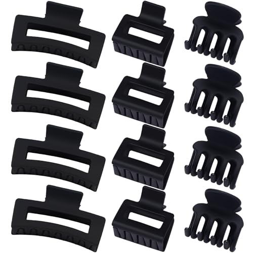 SMKSL 12 Pcs Hair Claw Clips for Women & Girls 3 Styles Hair Accessories - color: Black