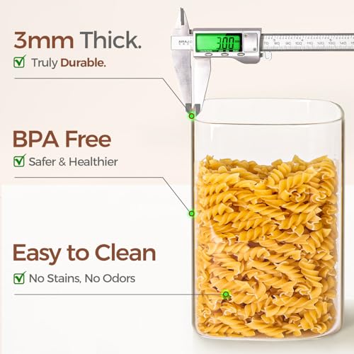 ComSaf Glass Storage Jars with Bamboo Lids 3.6 Qt Large Pantry Square - color: 3.6Qt-Square