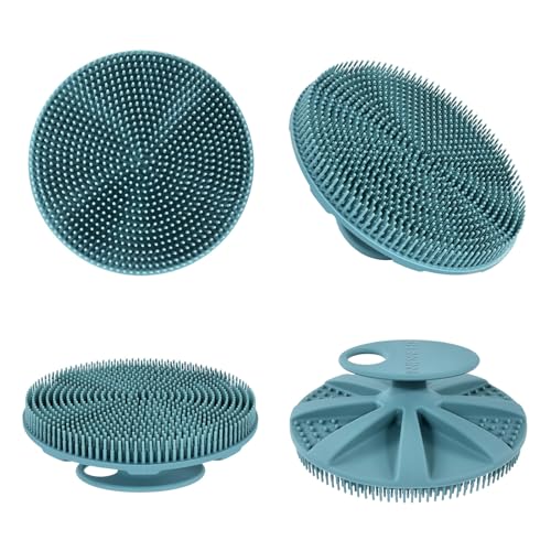 INNERNEED Food-Grade Soft Silicone Body Scrubber Shower Brush, Dark Green - color: Dark Green