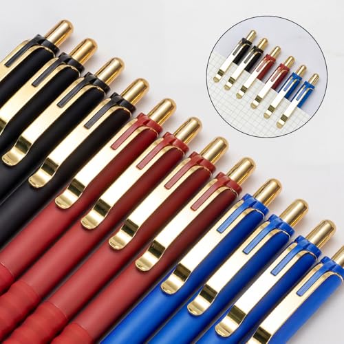 Linbsunne Ballpoint Pens Medium Point 1mm Pen with Super Soft Grip Ball Point Pen for Men Women Retractable Pens (Blue Ink+Black Ink+Red Ink) - color: 4 Blue Ink+4 Black Ink+4 Red Ink