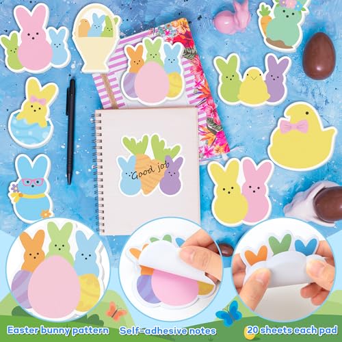 CJiangpo 30Pcs Easter Bunny Sticky Notes Pads, 600 Sheets Colorful Candy Rabbit Self Stick Notepad Cute Chick Egg Memo Pad Page Marker for Kids Classroom Rewards Easter Party Favors Basket Stuffers - color: Bunny