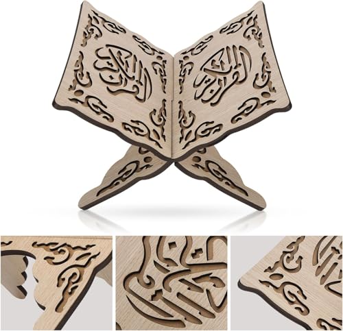 1Pcs Wooden Folding Book Stand with Carved Design
