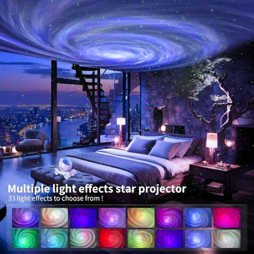 ENOKIK Galaxy Projector, Star Aurora Night Light Bluetooth Speaker, White - color: White