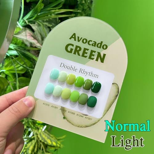 Double Rhythm 6 Pcs 15 ML Gel Polish Set Same Color Same Bottle Soak Off Gel Polish Kit Nail Art Manicure Salon DIY at Home for Women (Light Dark Green Olive Teal-T6-15) - color: Avocado Green