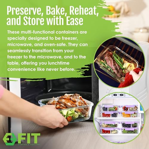 Glass Meal Prep Containers 2 & 3 Compartments with Lids 4 Pack 32 oz - color: Lavender (2,3 compartment - 4 pack, 32 oz)