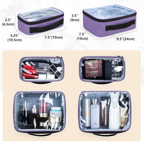 BAFASO Makeup Bag Cosmetic Bag with 4 Inner Removable Pouches, Purple - color: Purple