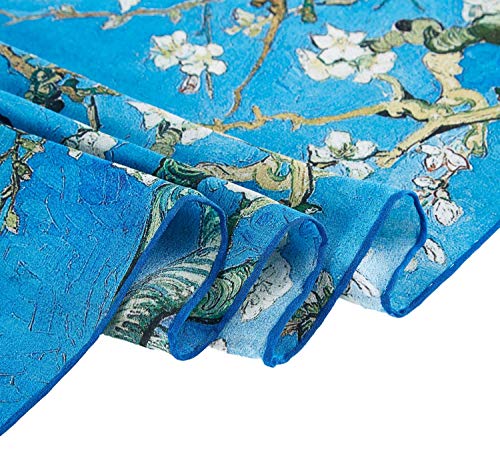 JWSilk Long Charmeuse Silk Scarf Classic Art Print - color: Almond Blossom