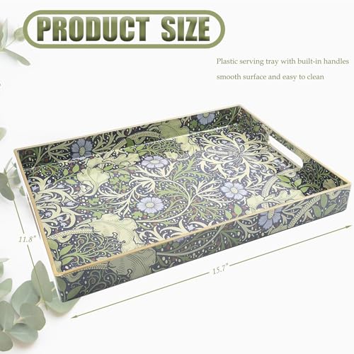 Spsyrine Plastic Serving Tray with Handles for Coffee Table, Seaweed - color: Multi H
