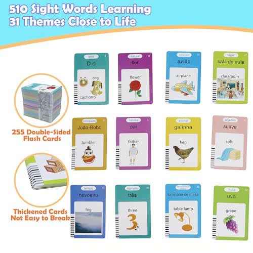 MAYAPHILOS 510 Sight Words Brazil Portuguese & English Talking Flash Cards - size: 510 Words Portuguese and English