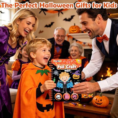 FUNNYB&G Halloween Foil Art Craft Kit for Kids, Halloween Toy Gift for Kids - style: Halloween