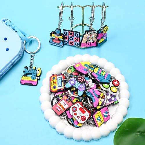 Cute Keychains Bulk, Keychain Charms Key Chain Trinkets Backpack Charms Accessories Keyring for Classroom Prizes - color: Video Games