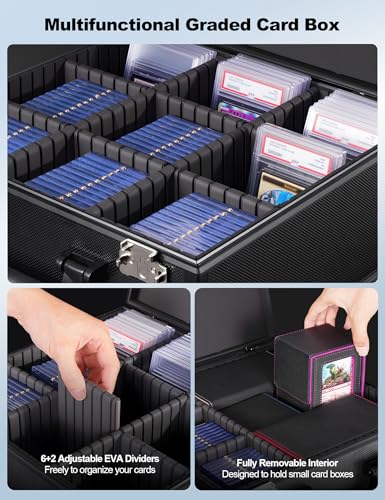 Black Graded Card Storage Box, TSA Lock Slab Case, Display Window - color: Black