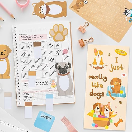 Xqumoi I Just Really Like Dogs Sticky Notes Set, 550 Sheets, Cute Cartoon Puppy Self-Stick Notes Pads Animal Divider Tabs Bundle Writing Memo Pads Back to School Office Supplies Small Gift - color: 1pack-puppy