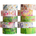 YUBBAEX 10 Rolls Four Seasons Washi Tape Set Green Grass Flowers Masking Decorative Tapes (Spring) - color: Spring