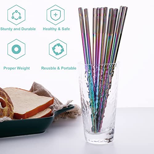 10-Pairs Metal Reusable Ramen Square Chopsticks Non Slip 18 10 Stainless Steel Chopsticks Set Dishwasher Safe for Adults Sushi, Rainbow