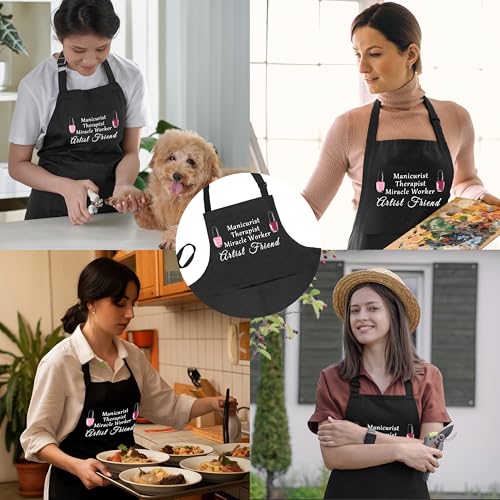 Nail Tech Aprons for Women with Pockets, Gifts for Nail Techs Technicians Artists Manicurists, Peace Love Nails - color: 6 Nail Tech Apron