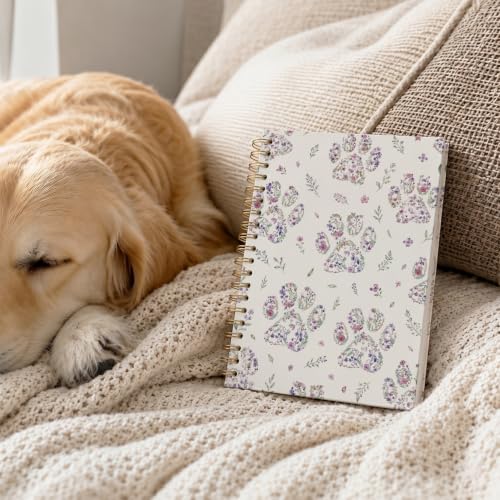 VONTP Cute Dog Paw Floral Journal Notebook for Women Girls Kids, 5.5x8.3 In - color: 010-Flower
