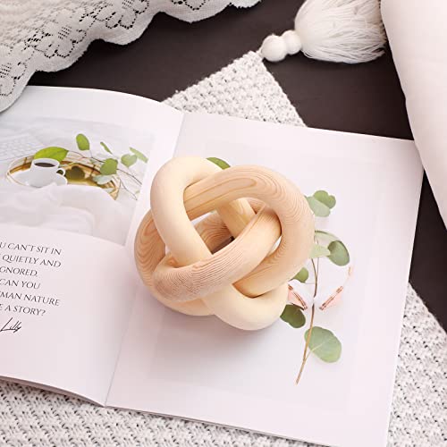 Yalikop 3 Link Wood Knot Decor Rustic Table Shelf Accents, Natural - color: Natural