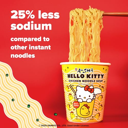 Hello Kitty Vegan-Friendly Instant Ramen Cup | 6 Pack Chicken Noodle Soup