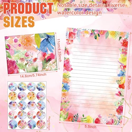 TaoBary 160 Pcs Bright Floral Stationery Paper and Envelopes Set - size: 5.5 x 8.25 Inch, style: Bright Floral