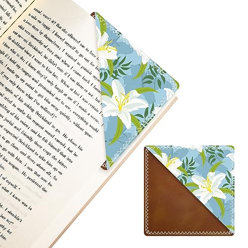Personalized Leather Bookmarks, Fun & Cute Book Accessories for Reading Lovers, Unbreakable Page Markers for Women Men Girls Boys Student Teacher Kids Retirement Birthday Gifts (White Lily) - color: White Lily