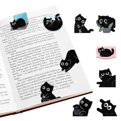 10pcs Magnetic Bookmarks,Cute Black Cat Bookmark Magnetic Bookmarks for Reading Women Men Teacher,Personalized Magnet Bookmark Clips Bookish Gift for Book Lovers,Page Markers