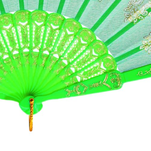 QIRMIZI 10 Pack Folding Handheld Fans,Silk Spanish Fan, Perfect for Weddings, Parties, and Dancing,Green - color: Green, size: 10 PACK