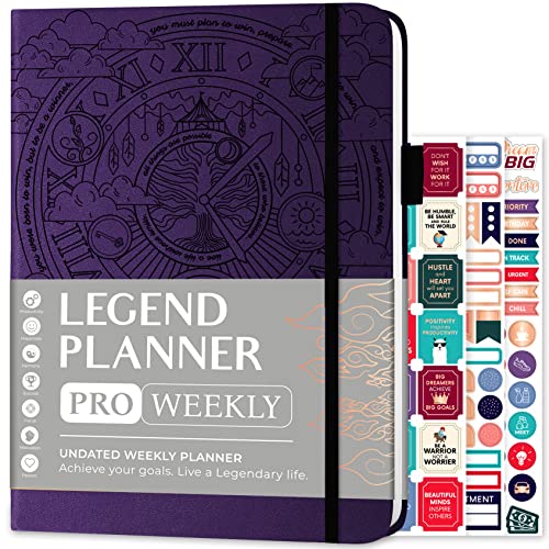 Legend Planner PRO Weekly & Monthly, Large Undated, 7”x10”, Dark Purple - color: Purple, Debossed