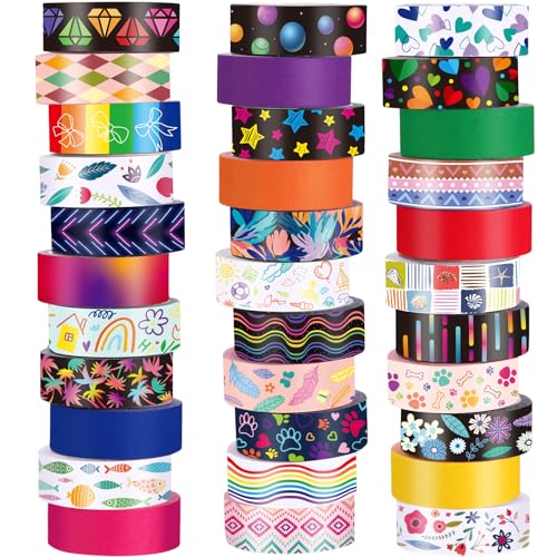 TaoBary 33 Rolls Washi Tape Set, 15mm Holiday Seasonal,Cool Style - style: Cool Style