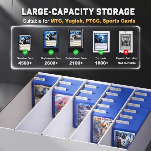 ZLCA 5 Row Trading Card Storage Box, 4000+ Standard Card 900+ Top Loader - color: Top Loader, size: 5 Row