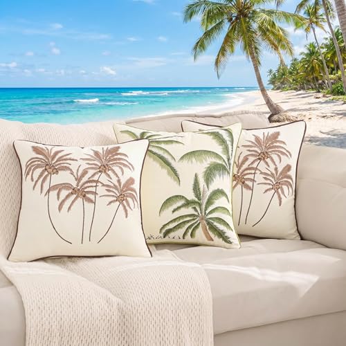 Green Palm Tree Throw Pillow Covers 18x18 Inch Set of 2 - color: A-green Palm Tree