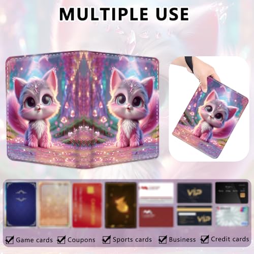 4 Pocket Trading Card Binder, Holds 400 Cards, 3-Ring Binder - color: Cute pink cat