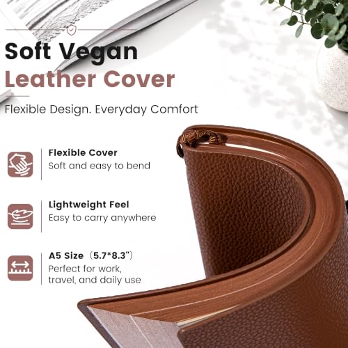 CAGIE College Ruled Journal for Men & Women, Softcover A5 Leather Notebook - color: Brown, size: 1 Pack
