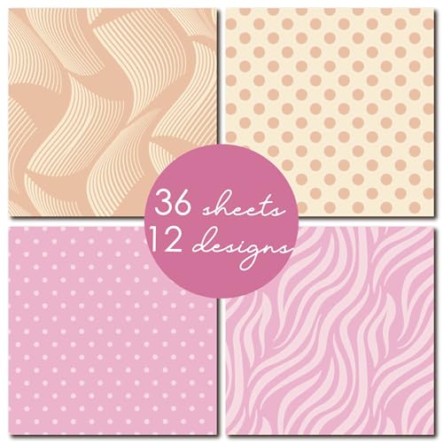 12x12 Pastel Scrapbook Paper Pad - 36 Sheets Double Sided Patterned Cardstock, 180gsm Decorative Craft Paper for Card Making Journaling Scrapbooking Spring Easter Supplies