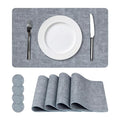 NCUE Vinyl Placemats Set of 4, 17"x12" Wipeable Place Mats with Coasters - color: Light Blue, size: Set of 4