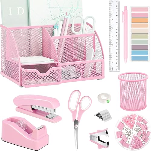 Scindaly Office Desk Accessories 12-Piece & Desk Organizers and Accessories - color: Pink