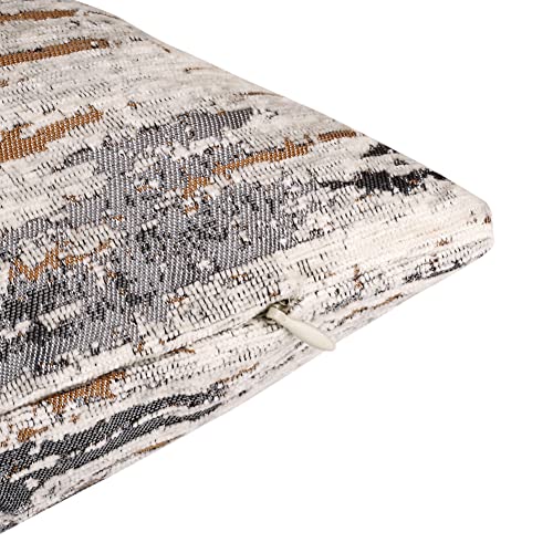 Yeiotsy Pack of 2 Nordic Style Decorative Throw Pillow Covers for Sofa Bed Card Chair Geometric Cushion Cases Jacquard Chenille (Grey Stripes, 18 X 18 Inches) - color: Grey Stripes