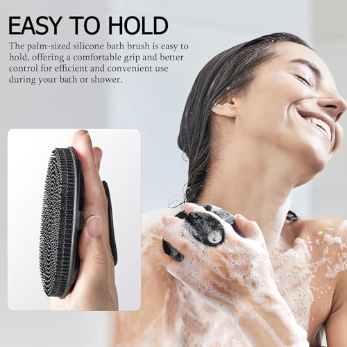 INNERNEED Food-Grade Soft Silicone Body Scrubber Shower Brush, Black - color: Black