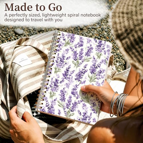 Enkvke Purple Floral Notebook for Women - color: Floral-FLavender Purple-A5