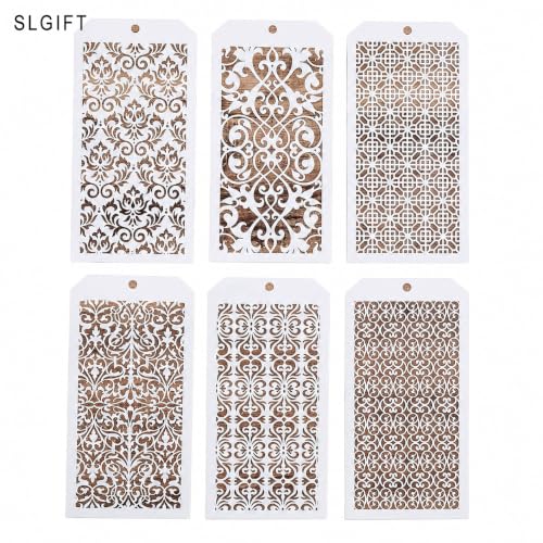 DIY Decorative Stencil Template for Scrapbooking Painting on Wall Furniture Crafts,Set of 6 (Damask) - color: Damask